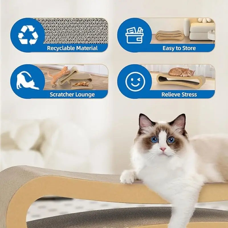 3 in 1 Cat Scratcher Cardboard,Cat Scratching Board Furniture Protector,Cat Scratching Post, Cat Beds for Indoor Cats