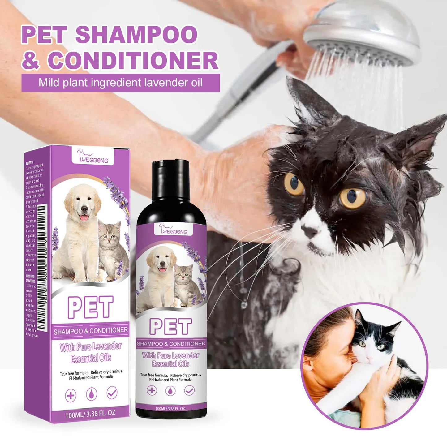 Yegbong 100ml Pet Shampoo For Dogs Cats Fur Softening Soothe Skin Itching Moisture Puppy Fur Wash Lasting Fragrance Pet Shampoo