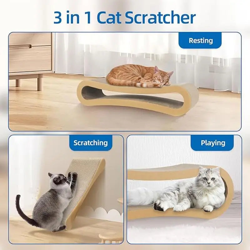 3 in 1 Cat Scratcher Cardboard,Cat Scratching Board Furniture Protector,Cat Scratching Post, Cat Beds for Indoor Cats