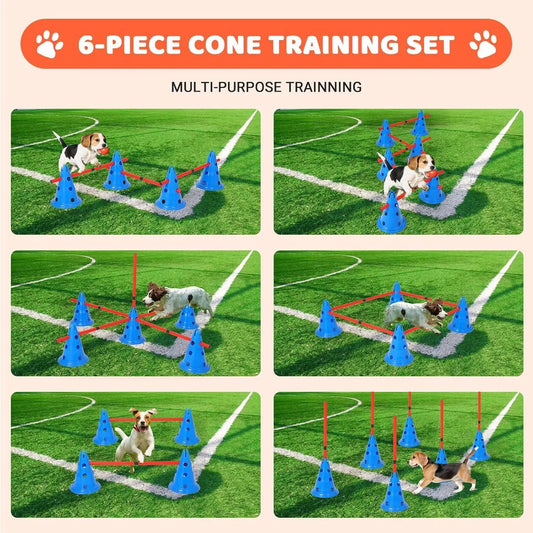 Dog Agility Course Backyard Set  Dog Obstacle Course Training Starter Kit with Tunnel, Puppy Agile Training Hurdle Adjustable