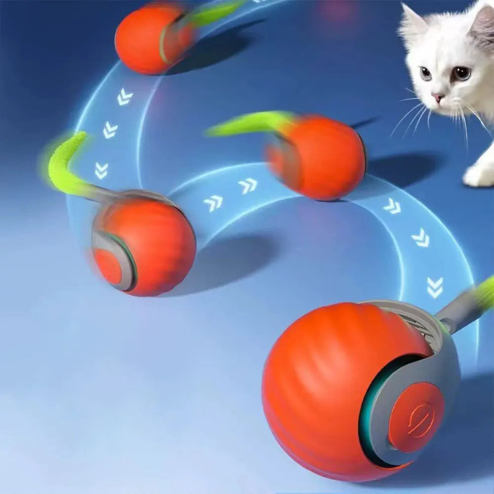 Cat Interactive Ball Toy Automatic Rolling Ball with Tail Rechargeable Smart Pet Interactive Toy Intelligent Mouse for Cat
