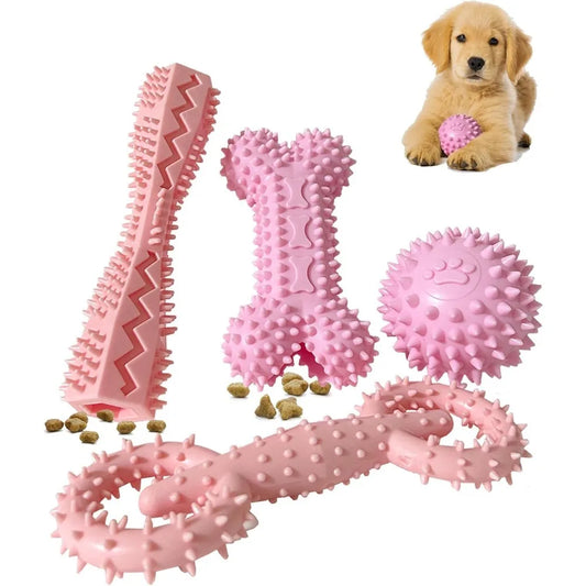 Puppy Toys for 2-8 Months Pets Dog Chew Toy for Small Puppies Teething Toys for Cleaning Teeth Cute Pink Small Dog Toys Soft Dur