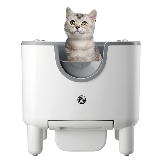 F6 Self-Cleaning Litter Box - Open-Top Automatic Cat Litter Box with Odor Control, Safety Features, and Easy Maintenance