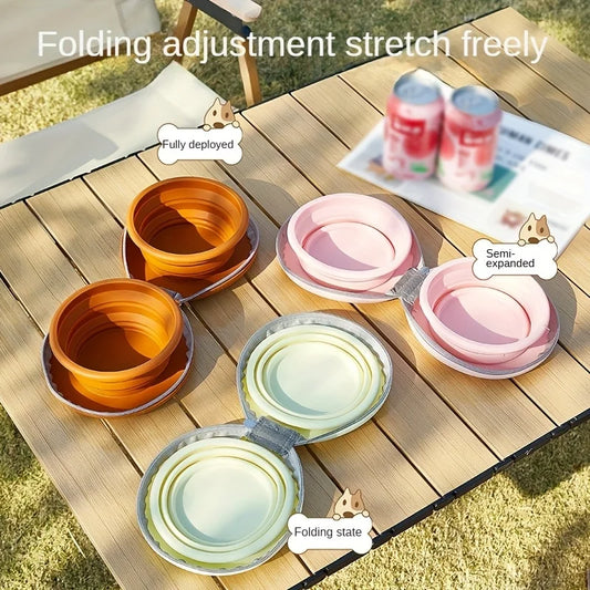 2 in 1 Foldable Silicone Dog Bowl Portable Travel Pet Feeding Double Bowl Easy to Clean for Outdoor Training pet feed supplies