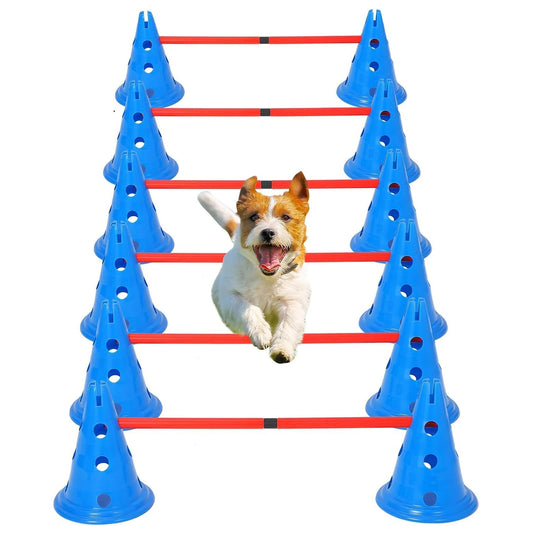 Dog Agility Course Backyard Set  Dog Obstacle Course Training Starter Kit with Tunnel, Puppy Agile Training Hurdle Adjustable