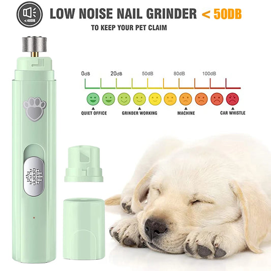 Electric Pet Nail Clipper USB Rechargeable LED Light Paws Nail Cutter Painless 2-Speed with Polisher Wheel for Pet Paws Grooming