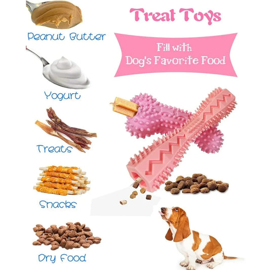 Puppy Toys for 2-8 Months Pets Dog Chew Toy for Small Puppies Teething Toys for Cleaning Teeth Cute Pink Small Dog Toys Soft Dur