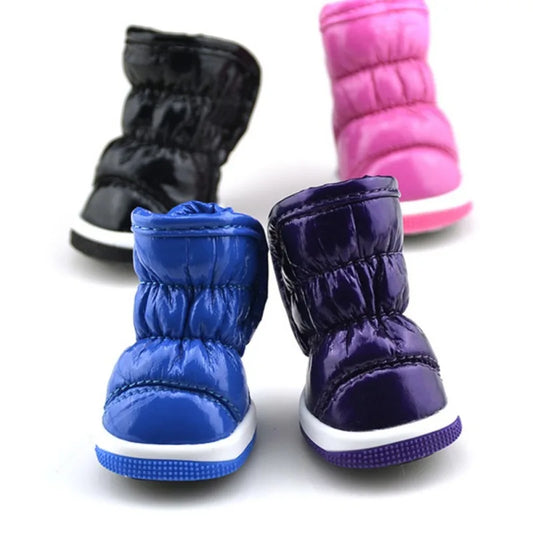 4pcs/sets Winter Dog Shoes Warm Fleece Puppy Pet Shoes Waterproof Dog Snow Boots For Small Dogs Chihuahua Yorkie Teddy Shoes