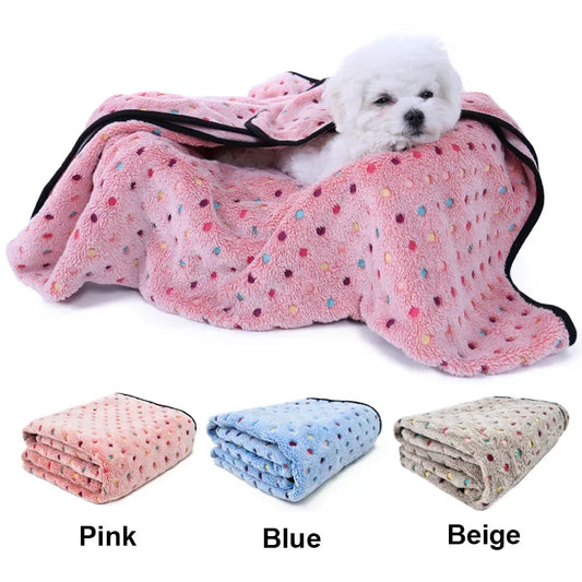 New Pet Dog Blanket Fleece Fabric Soft Dog Towel Cat Puppy High Quality Blanket Cute Design Pet Mat 3 Colors 3 Sizes