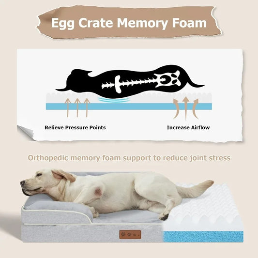 Orthopedic Dog Bed XLarge Sized Dogs Waterproof Memory Foam 44x32 Inch Pet Couch Bed with Removable Washable Cover NonSlip Bm G