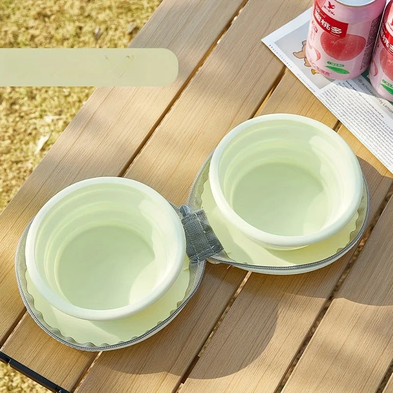 2 in 1 Foldable Silicone Dog Bowl Portable Travel Pet Feeding Double Bowl Easy to Clean for Outdoor Training pet feed supplies