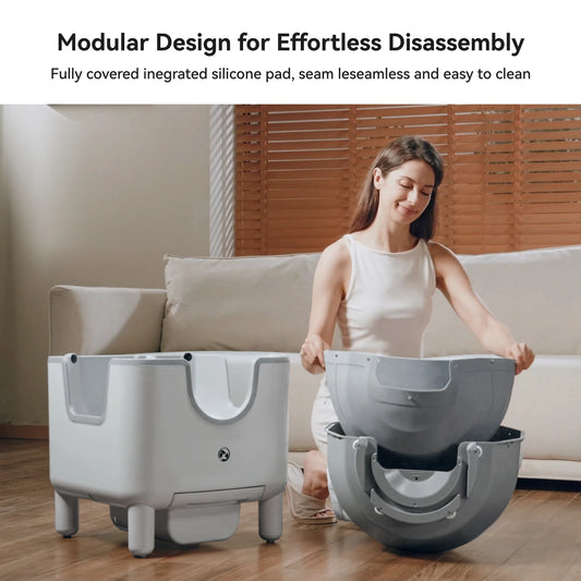 F6 Self-Cleaning Litter Box - Open-Top Automatic Cat Litter Box with Odor Control, Safety Features, and Easy Maintenance