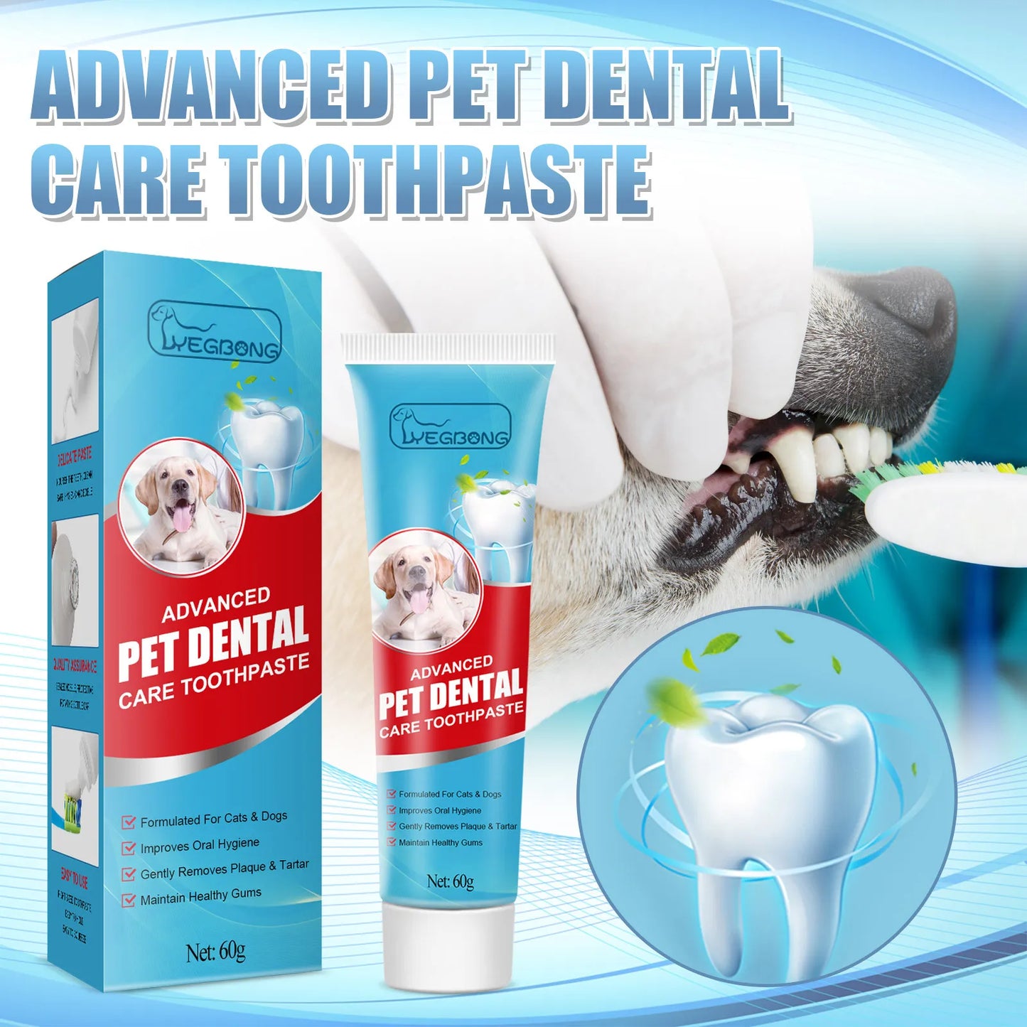 Yegbong Pet Toothpaste Puppy Fresh Mouth Deodorant Tartar Clean Tooth Brighten Fresh Breath Pet Oral Cleanse Dog Cat Toothpaste