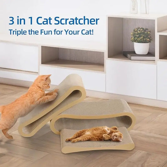 3 in 1 Cat Scratcher Cardboard,Cat Scratching Board Furniture Protector,Cat Scratching Post, Cat Beds for Indoor Cats