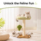 Mewoo Cat Scratching Post Bed Small Cat Tower, Sisal Cat Scratcher Cat Ball Track with Toys （Green Brown Medium)