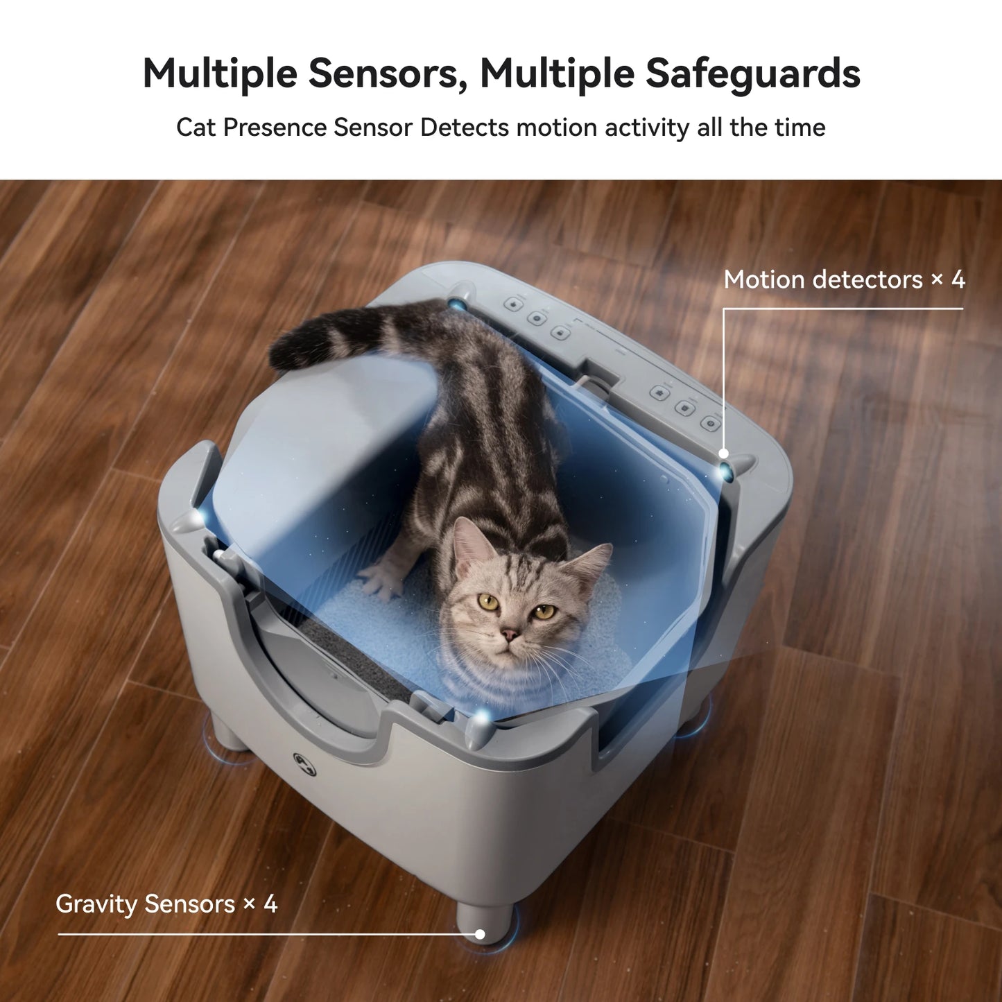 F6 Self-Cleaning Litter Box - Open-Top Automatic Cat Litter Box with Odor Control, Safety Features, and Easy Maintenance