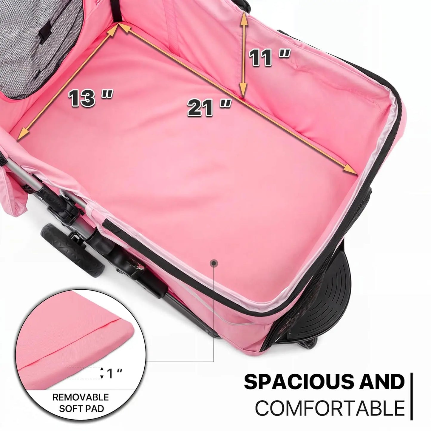 3-Wheels Foldable Pet Stroller with Waterproof Cover, Pet Strolling Cart for Small/Medium Dogs and Cats with Storage Basket