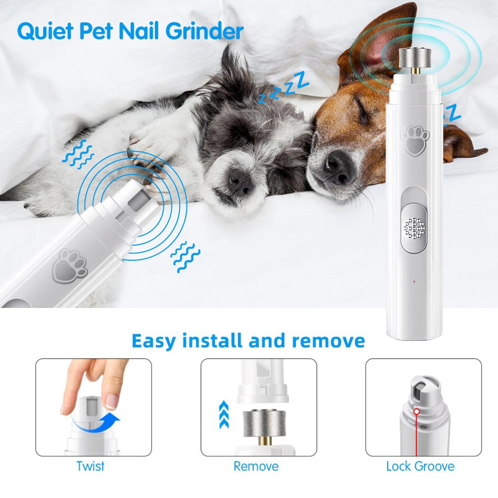 Electric Pet Nail Clipper USB Rechargeable LED Light Paws Nail Cutter Painless 2-Speed with Polisher Wheel for Pet Paws Grooming