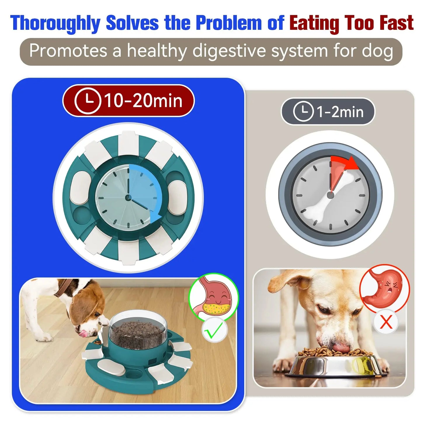 KADTC Dog Puzzle Toys w/Button Mind Games Level 2 in 1 Food Dispenser Slow Feeder Treat Puzzles Bowl Puppy Mental Stimulation Ga