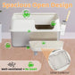 Stainless Steel Cat Litter Box with Lid,for Big Cats, Kitty Litter Box with Pedal Filter and Scoop, Easy Cleaning, White