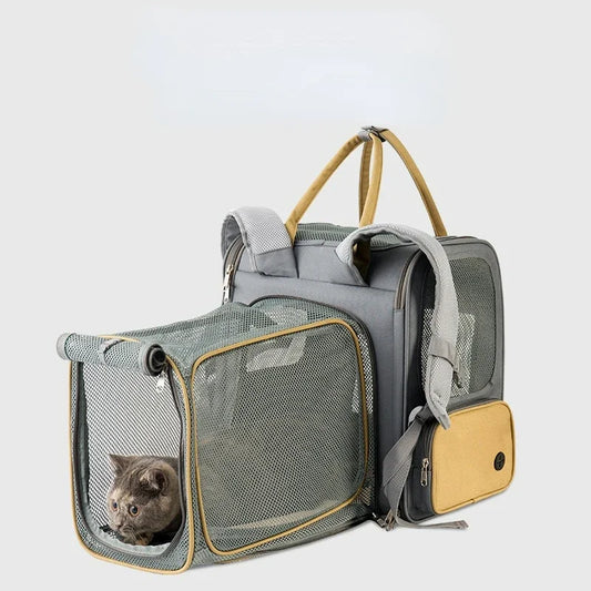 Portable Pet Carriers Breathable Mesh Dog Backpack Foldable Large Capacity Cat Carrying Bag Outdoor Travel Pets Supplies