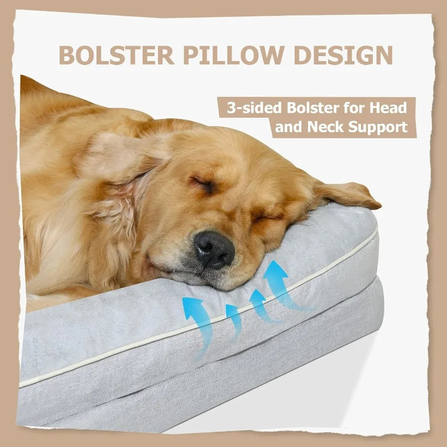 Orthopedic Dog Bed XLarge Sized Dogs Waterproof Memory Foam 44x32 Inch Pet Couch Bed with Removable Washable Cover NonSlip Bm G