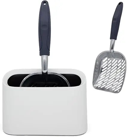 Heavy-Duty Metal Cat Litter Scoop with Holder, Aluminum Cats Litter Scooper Captures All Clumps, Kitty Metal Scooper and Holder