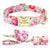 Flower Dog Collar Leash Set Custom Small Medium Large Dog Pet Collars Floral Print Nylon Dog Collars with Treat Bag Snack Bag