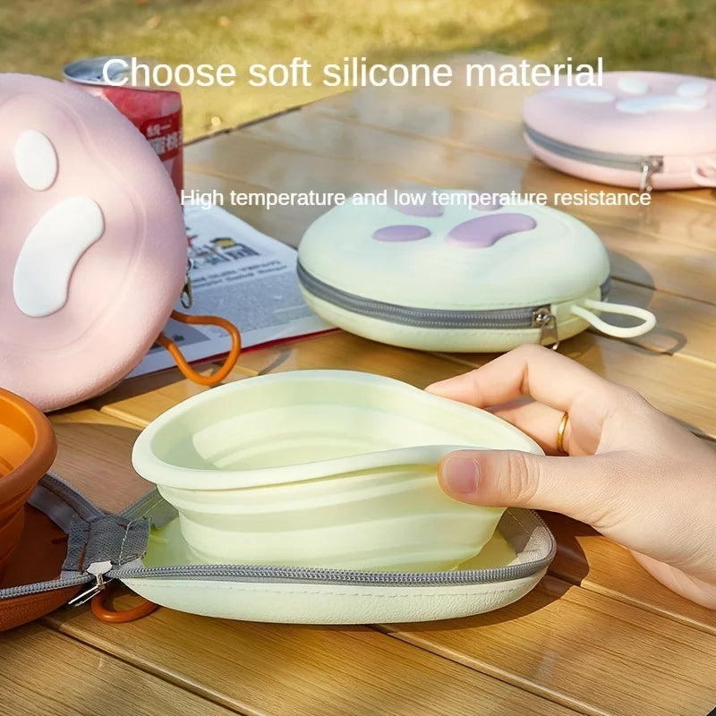 2 in 1 Foldable Silicone Dog Bowl Portable Travel Pet Feeding Double Bowl Easy to Clean for Outdoor Training pet feed supplies