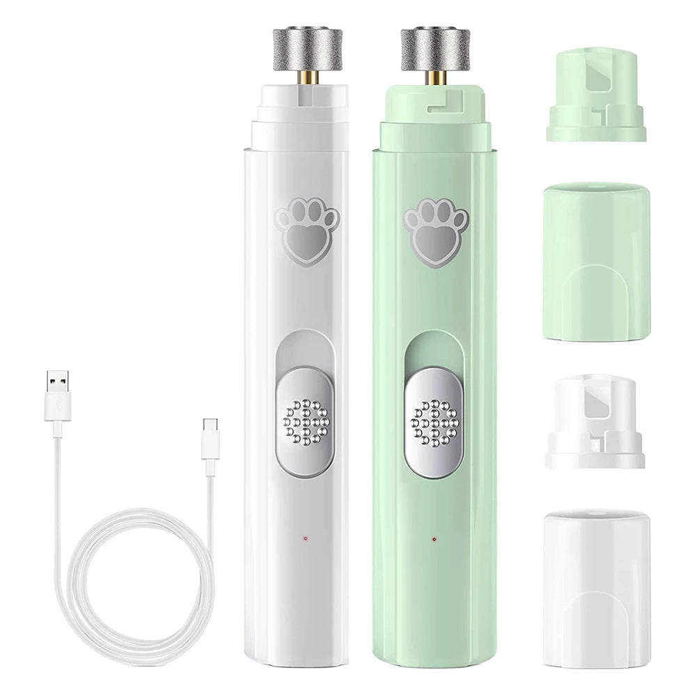 Electric Pet Nail Clipper USB Rechargeable LED Light Paws Nail Cutter Painless 2-Speed with Polisher Wheel for Pet Paws Grooming