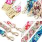 Flower Dog Collar Leash Set Custom Small Medium Large Dog Pet Collars Floral Print Nylon Dog Collars with Treat Bag Snack Bag