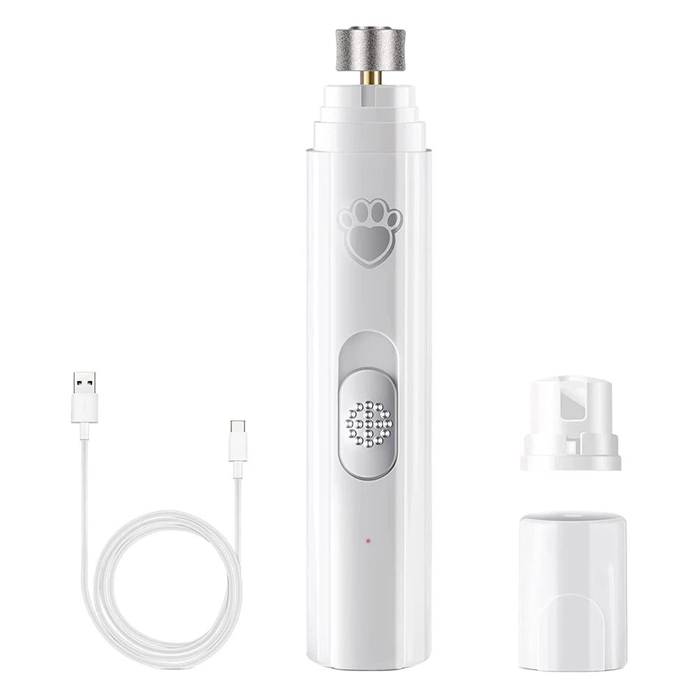 Electric Pet Nail Clipper USB Rechargeable LED Light Paws Nail Cutter Painless 2-Speed with Polisher Wheel for Pet Paws Grooming