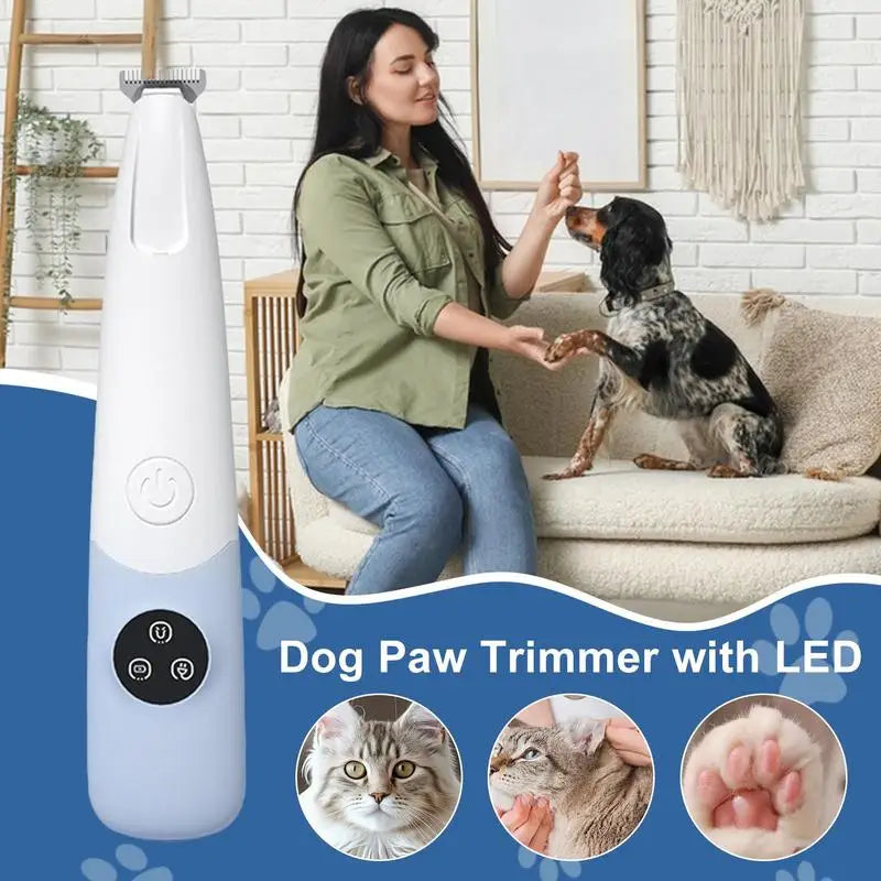Dog Paw Trimmer With Led Light Clipper With Light Rechargeable Waterproof Cutter Electric Tool 600mAh For Facial Hair