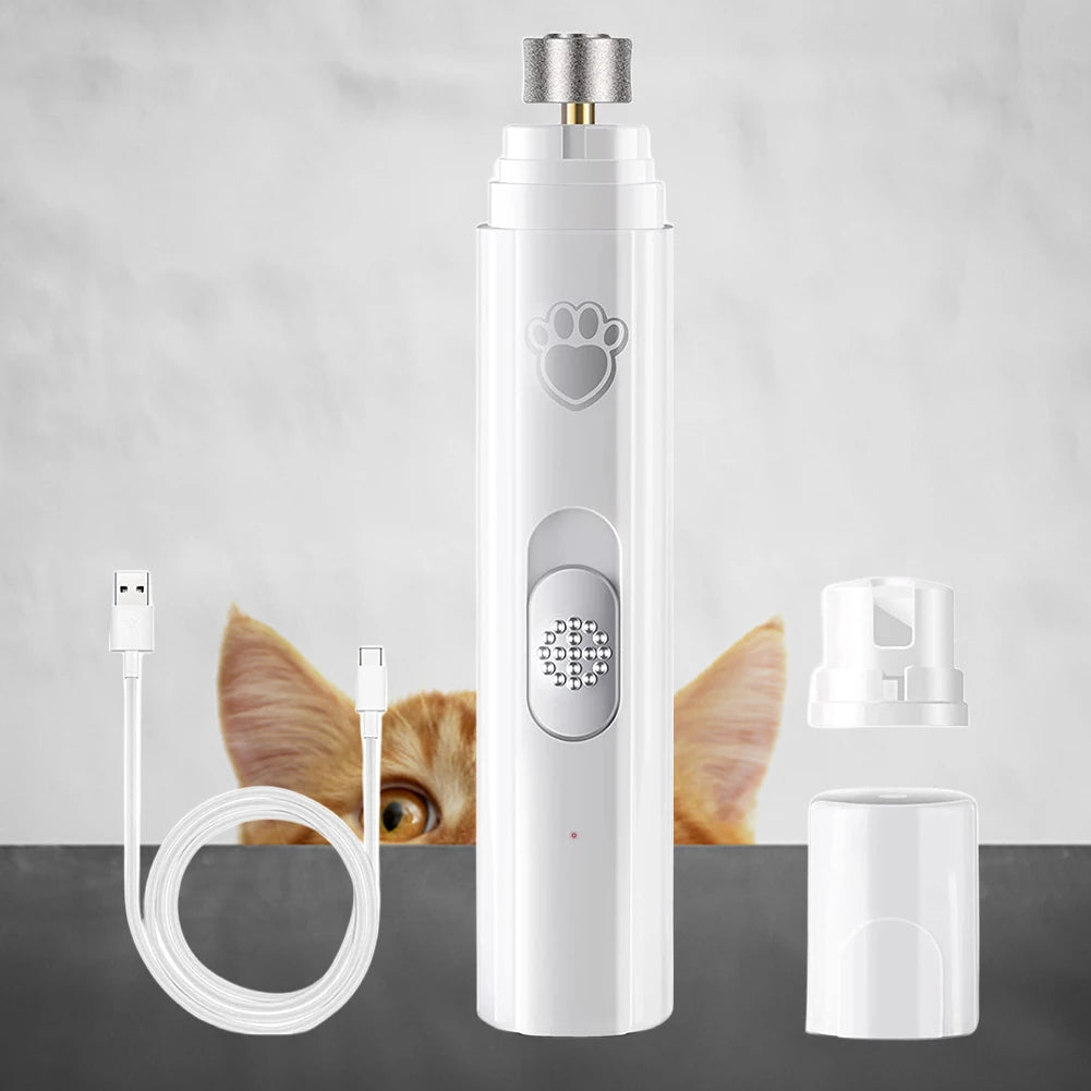 Electric Pet Nail Clipper USB Rechargeable LED Light Paws Nail Cutter Painless 2-Speed with Polisher Wheel for Pet Paws Grooming