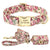 Flower Dog Collar Leash Set Custom Small Medium Large Dog Pet Collars Floral Print Nylon Dog Collars with Treat Bag Snack Bag