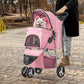 3-Wheels Foldable Pet Stroller with Waterproof Cover, Pet Strolling Cart for Small/Medium Dogs and Cats with Storage Basket