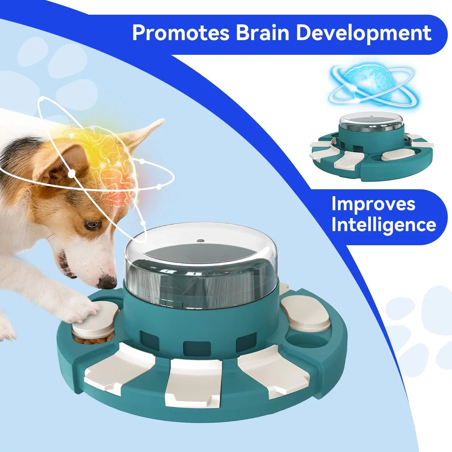 KADTC Dog Puzzle Toys w/Button Mind Games Level 2 in 1 Food Dispenser Slow Feeder Treat Puzzles Bowl Puppy Mental Stimulation Ga