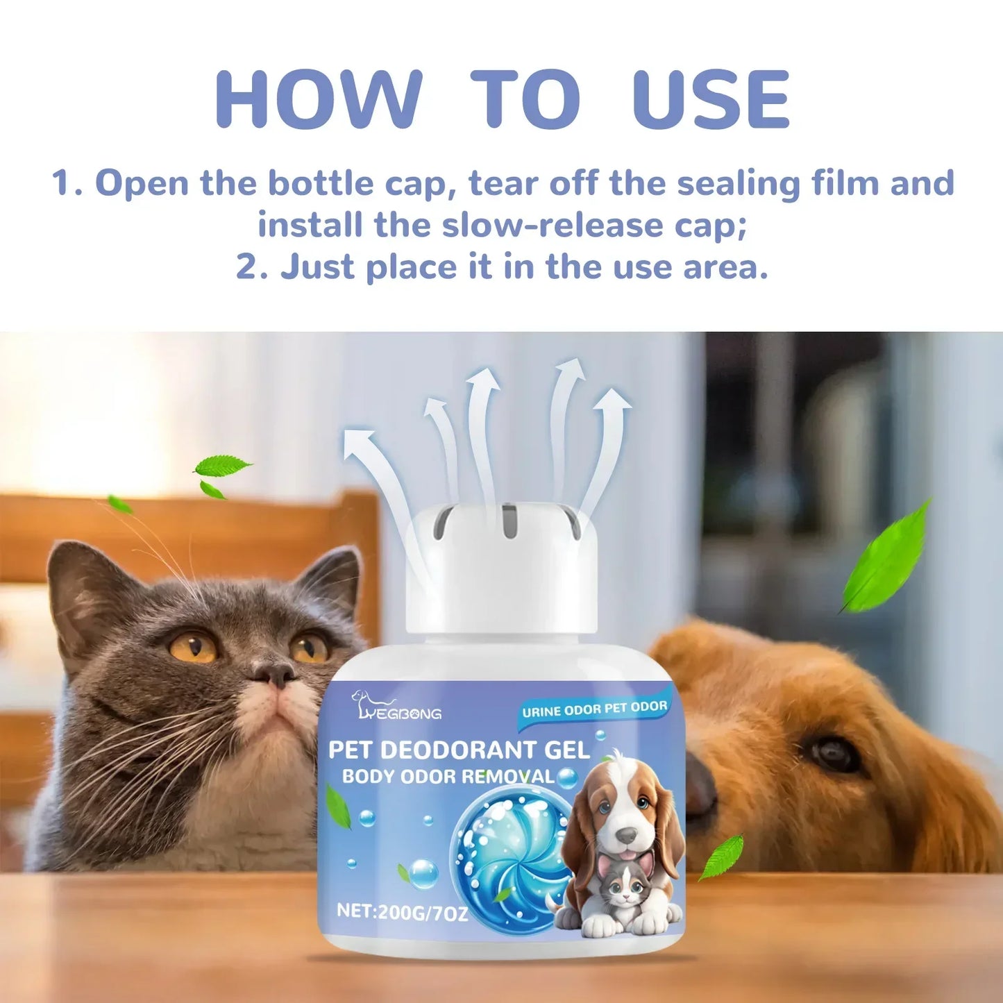 Yegbong Pet Deodorant Gel, Cat And Dog Body Kennel Cattery Clean Odor Air Fresh Deodorizing Gel